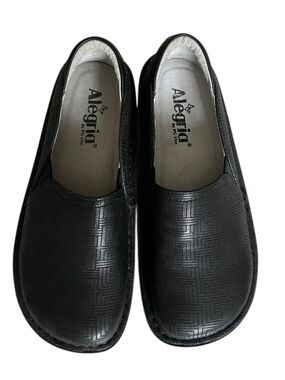 Alegria Women's Debra  Leather Black Embossed Geometric Pattern EU 36, 6-6.5 US